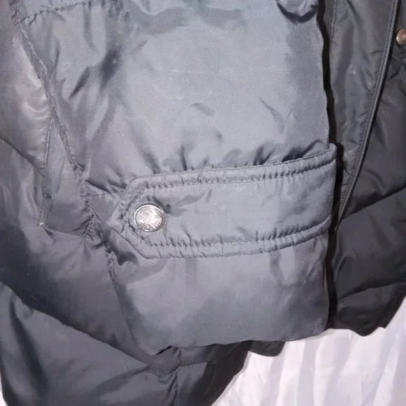 Cole Haan Black Women's Down Coat Jacket with Knit Collar size Large - Picture 4 of 12